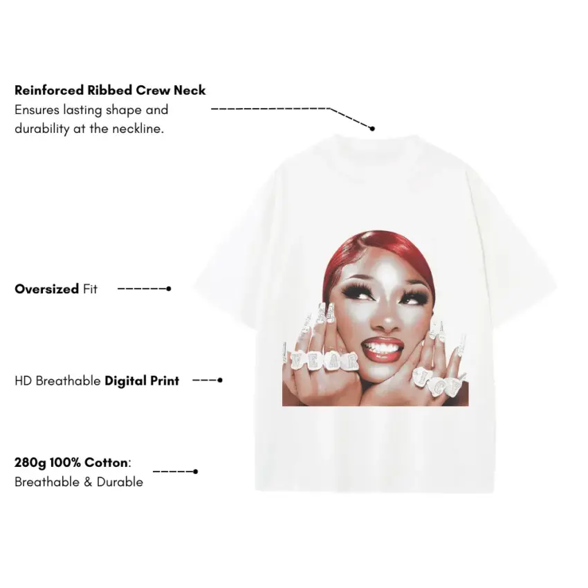 Hot Girl Meg Heavyweight Oversized White Graphic Tee - Image 5