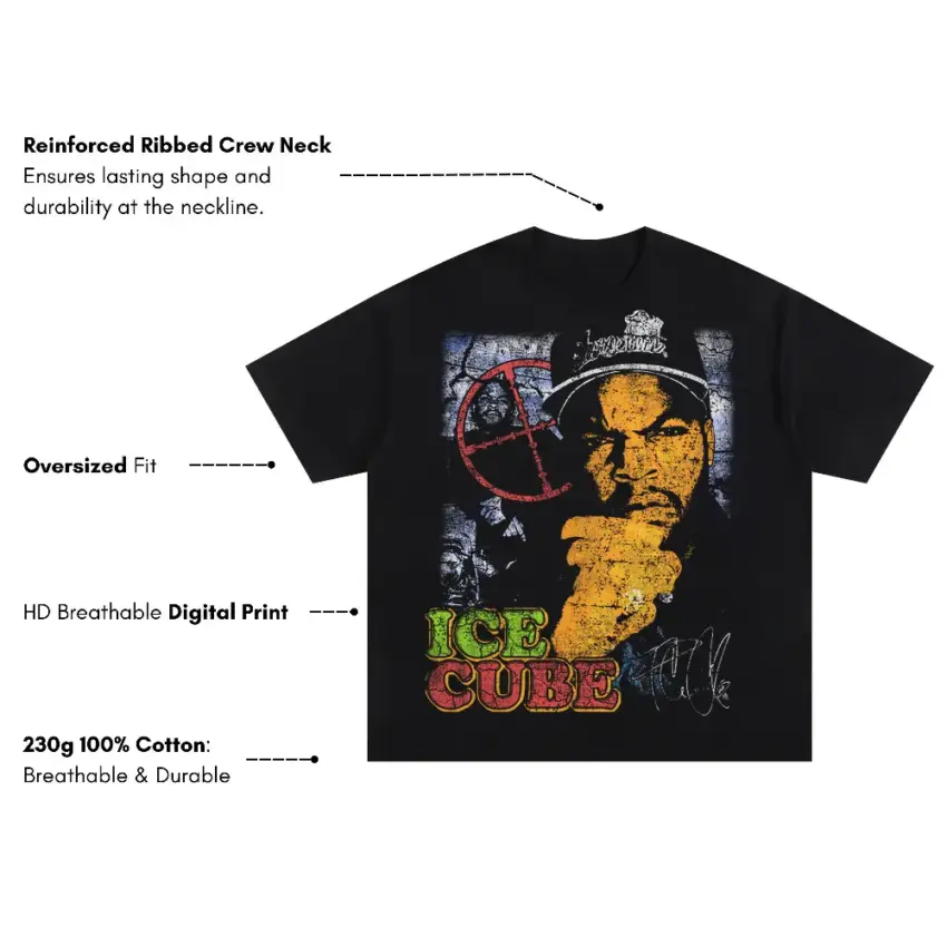 Ice Cube Chronicles Oversized Black Graphic Tee - Image 5