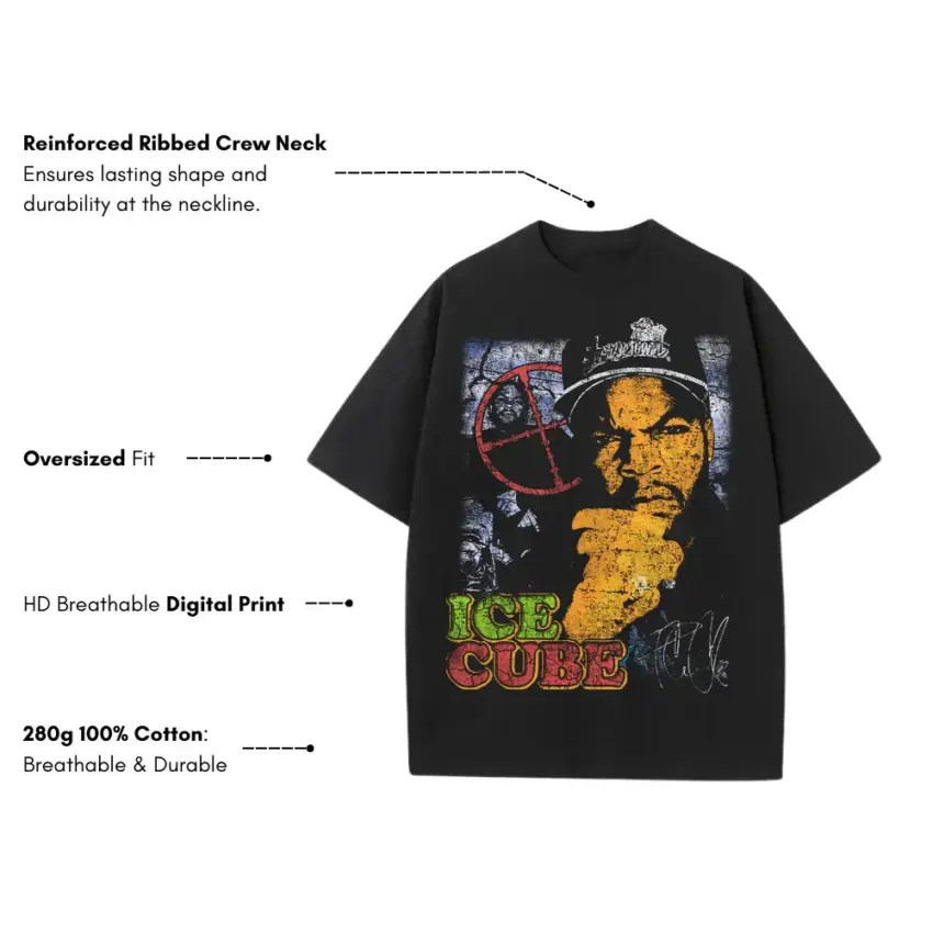 Ice Cube Chronicles Heavyweight Oversized Black Graphic Tee - Image 5
