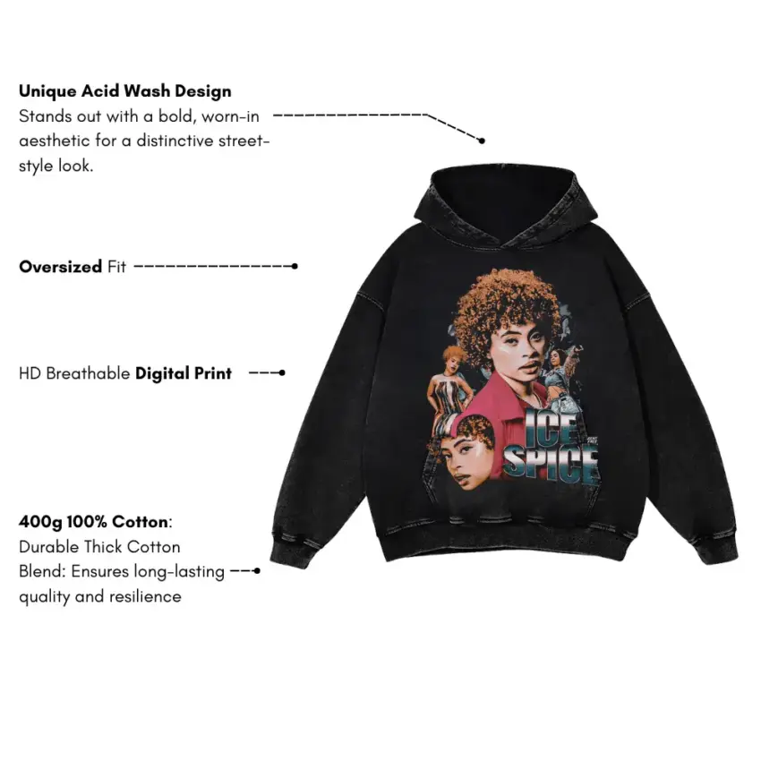 Ice Spice Princess Diana Aicd Wash Oversized Hoodie - Image 5