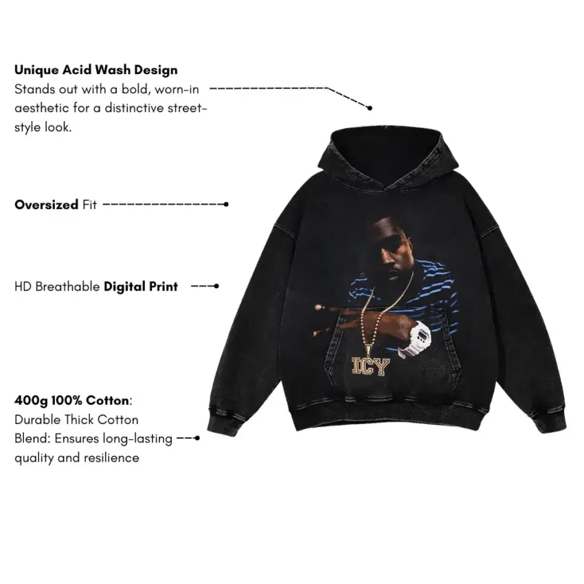 Icy Mane Aicd Wash Oversized Hoodie - Image 5