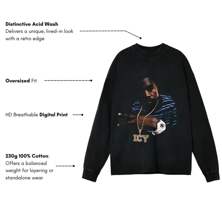 Icy Mane Aicd Wash Oversized Long Sleeve Shirt - Image 5