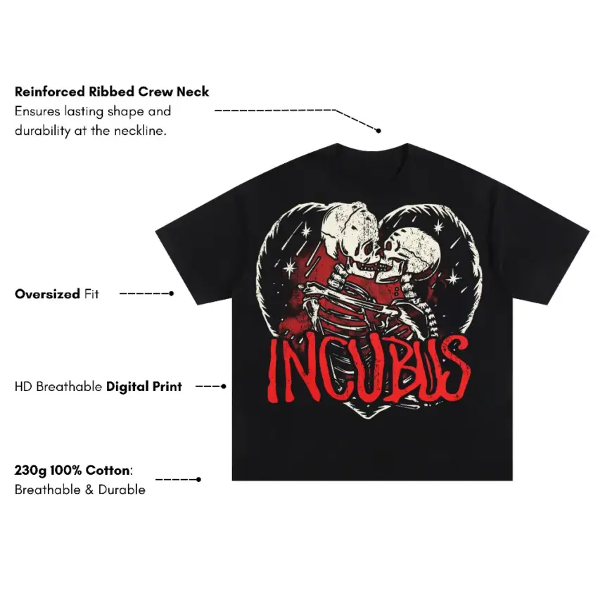 Incubus Love Hurts Oversized Black Graphic Tee - Image 5