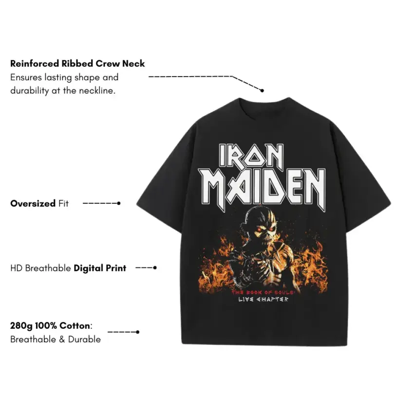 Iron Maiden Live After Death Heavyweight Oversized Black Graphic Tee - Image 5