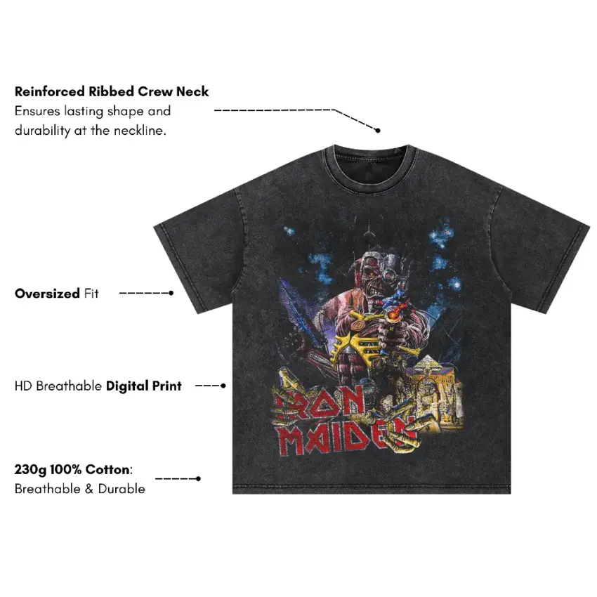 Iron Maiden Slam Dunk Oversized Acid Wash T-shirt - Image 5