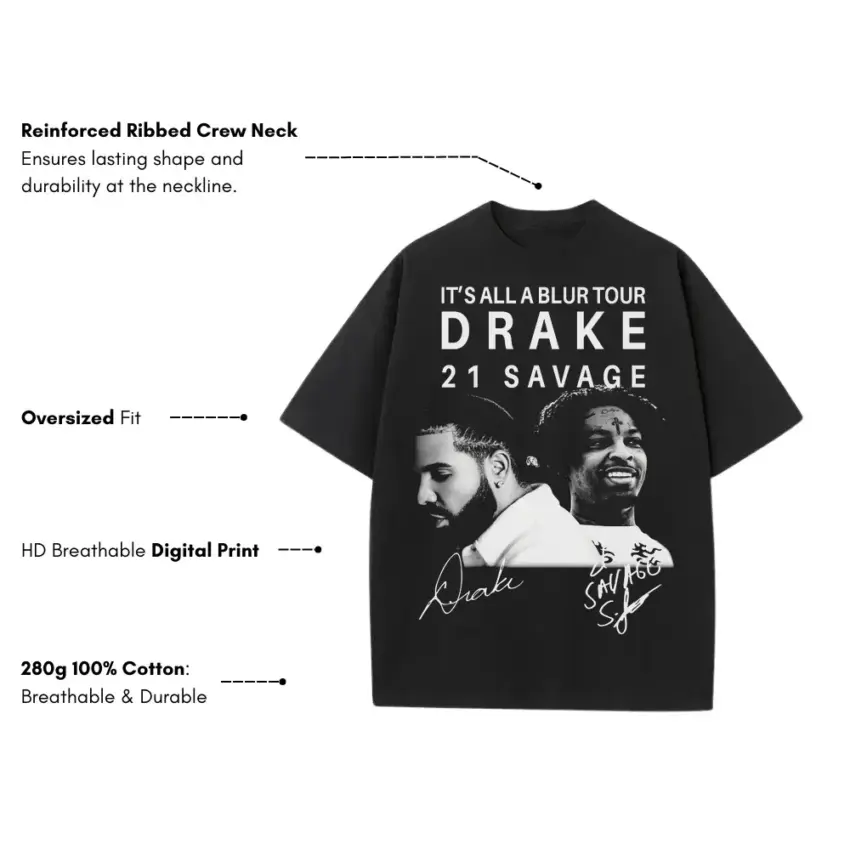 Its All A Blur Tour Heavyweight Oversized Black Graphic Tee - Image 5