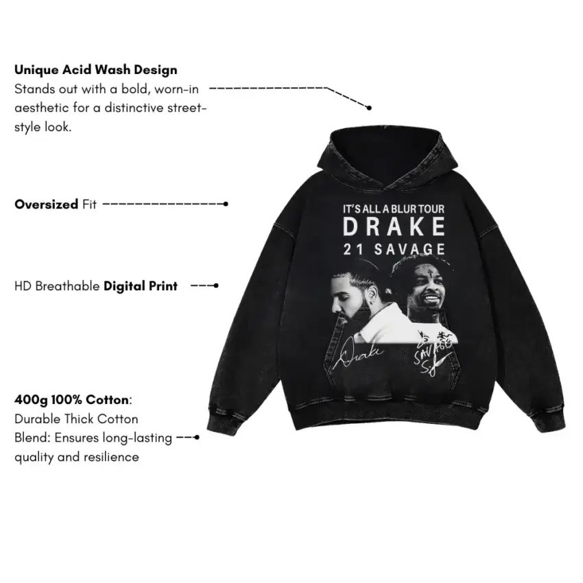 Its All A Blur Tour Aicd Wash Oversized Hoodie - Image 5