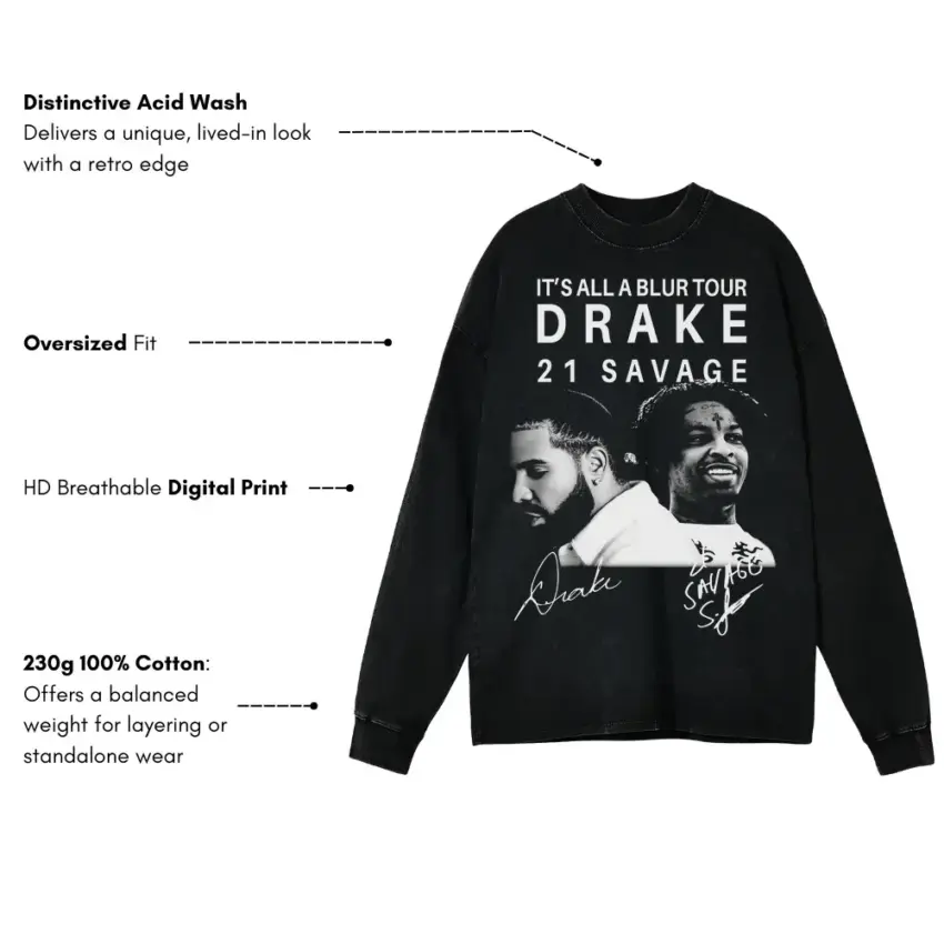 Its All A Blur Tour Aicd Wash Oversized Long Sleeve Shirt - Image 5