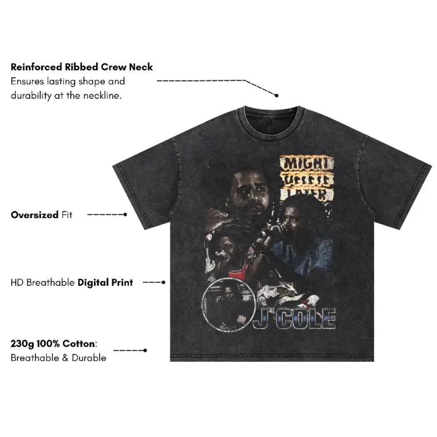 J Cole Might Delete Later Oversized Acid Wash T-shirt - Image 5