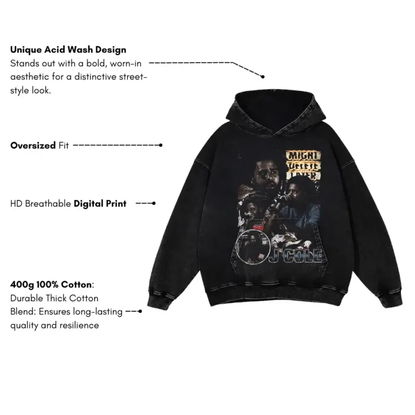 J Cole Might Delete Later Aicd Wash Oversized Hoodie - Image 5