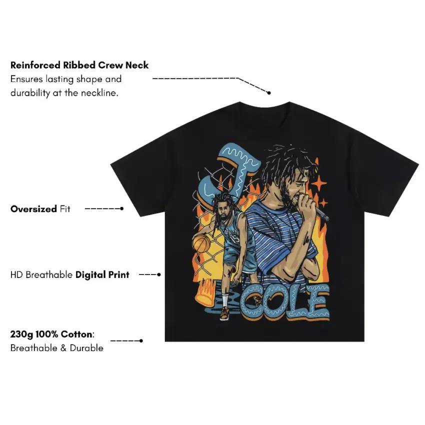 J Cole The Off Season Oversized Black Graphic Tee - Image 5