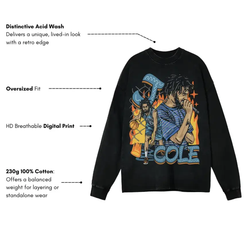 J Cole The Off Season Aicd Wash Oversized Long Sleeve Shirt - Image 5