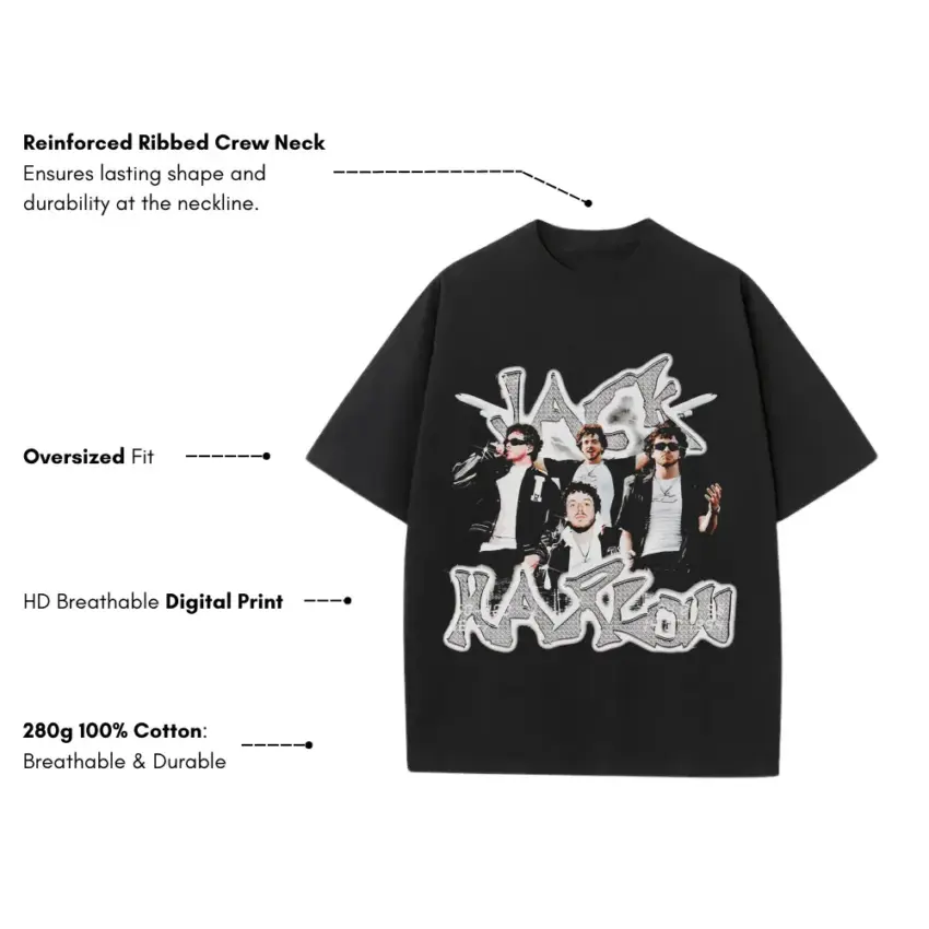 Jack Harlow Come Home Heavyweight Oversized Black Graphic Tee - Image 5