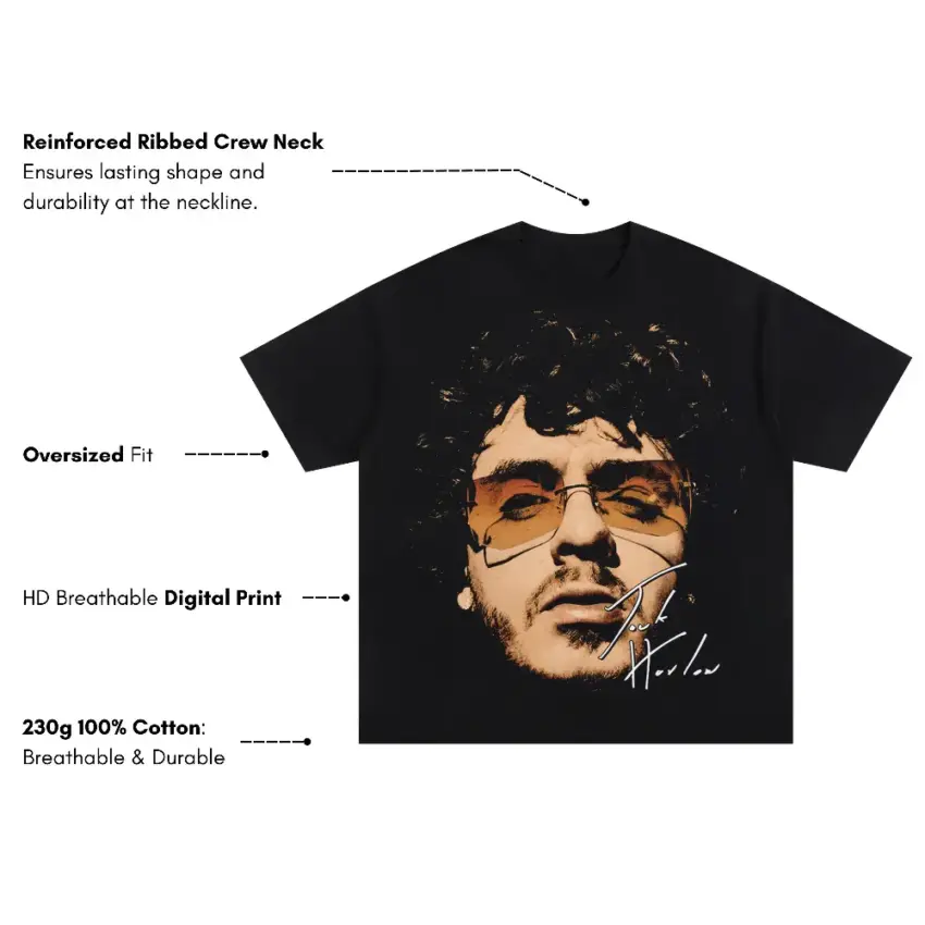 Jack Harlow Signature Oversized Black Graphic Tee - Image 5