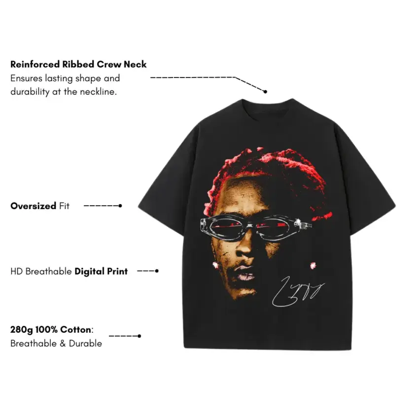 Jeffery Heavyweight Oversized Black Graphic Tee - Image 5