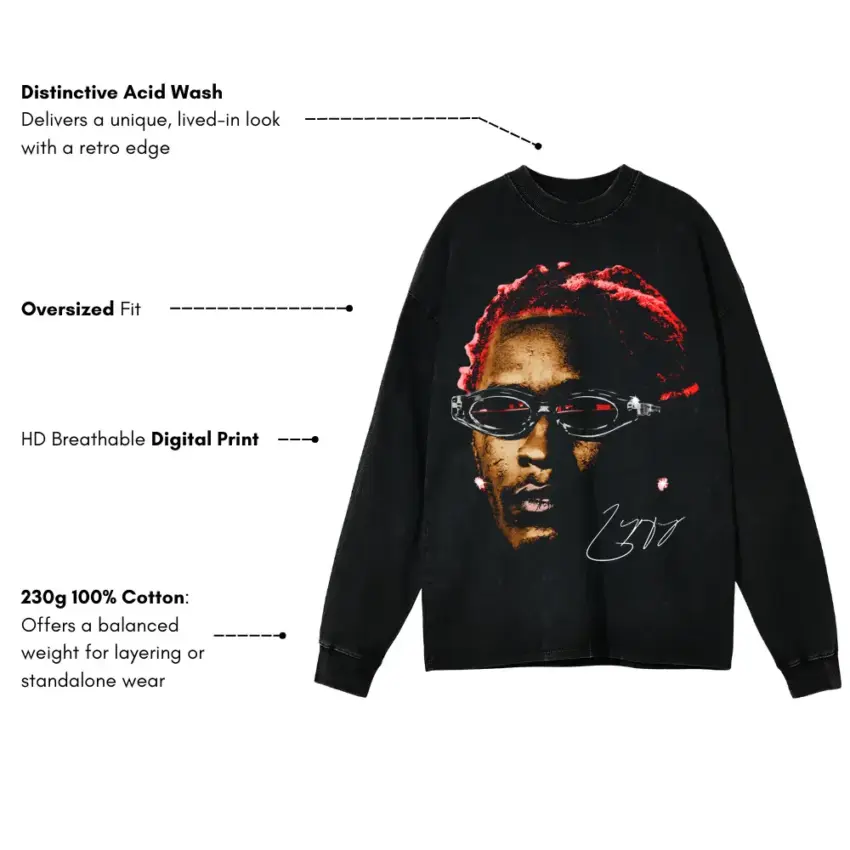 Jeffery Aicd Wash Oversized Long Sleeve Shirt - Image 5