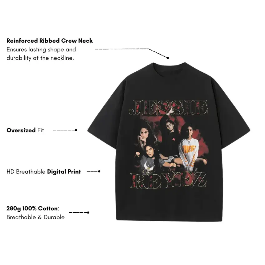 Jessie Reyez Being Human Heavyweight Oversized Black Graphic Tee - Image 5