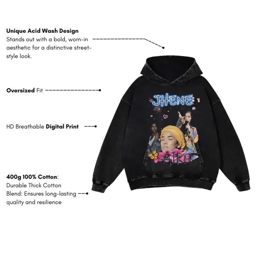 Jhene Aiko Butterfly Effect Aicd Wash Oversized Hoodie - Image 5