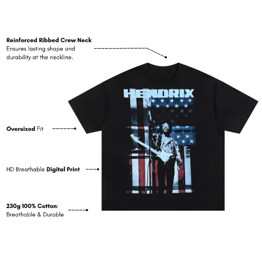 Jimi Hendrix Electric Ladyland Oversized Black Graphic Tee - Image 5