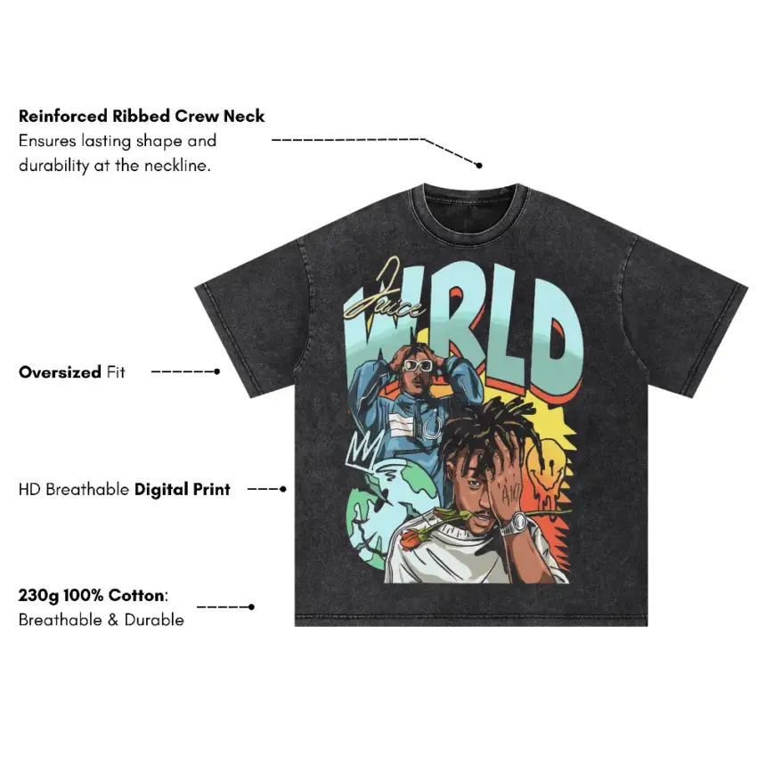 Juice WRLD Goodbye And Good Riddance Oversized Acid Wash T-shirt - Image 5