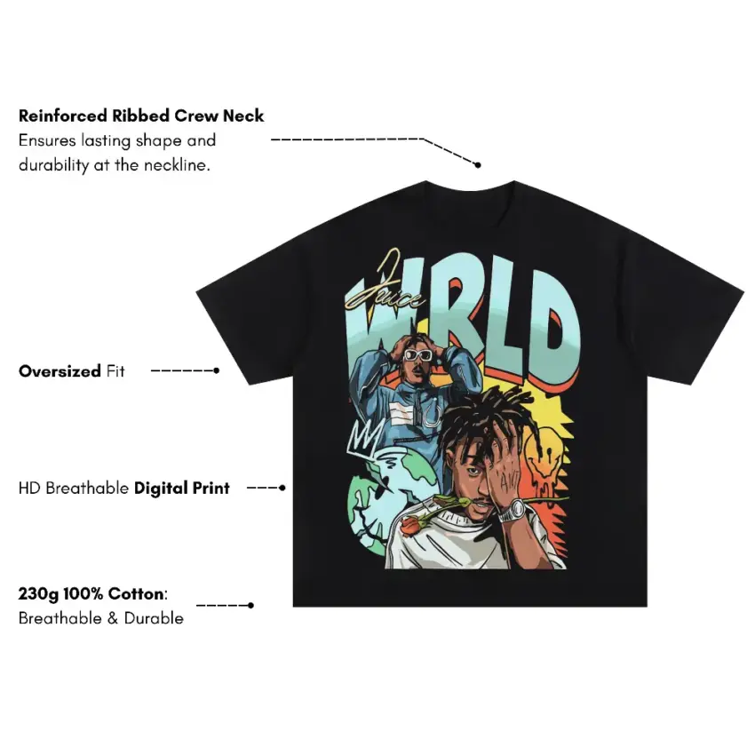 Juice WRLD Goodbye And Good Riddance Oversized Black Graphic Tee - Image 5