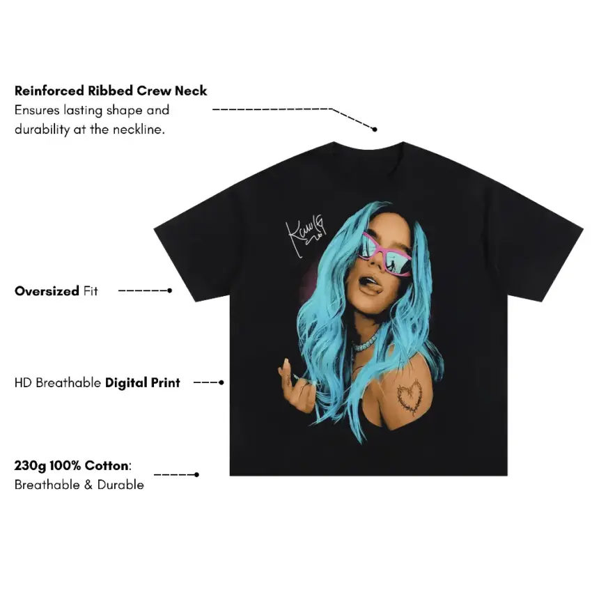 Karol G Bichota Season Oversized Black Graphic Tee - Image 5