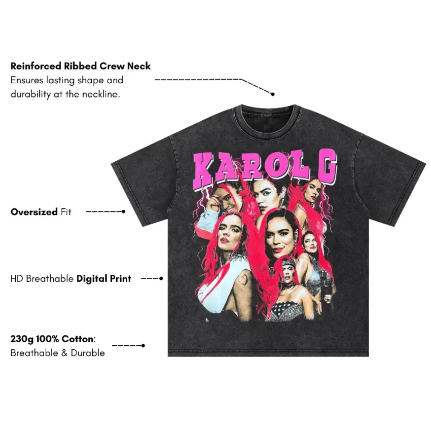 Karol G Red Hair Era Oversized Acid Wash T-shirt - Image 5