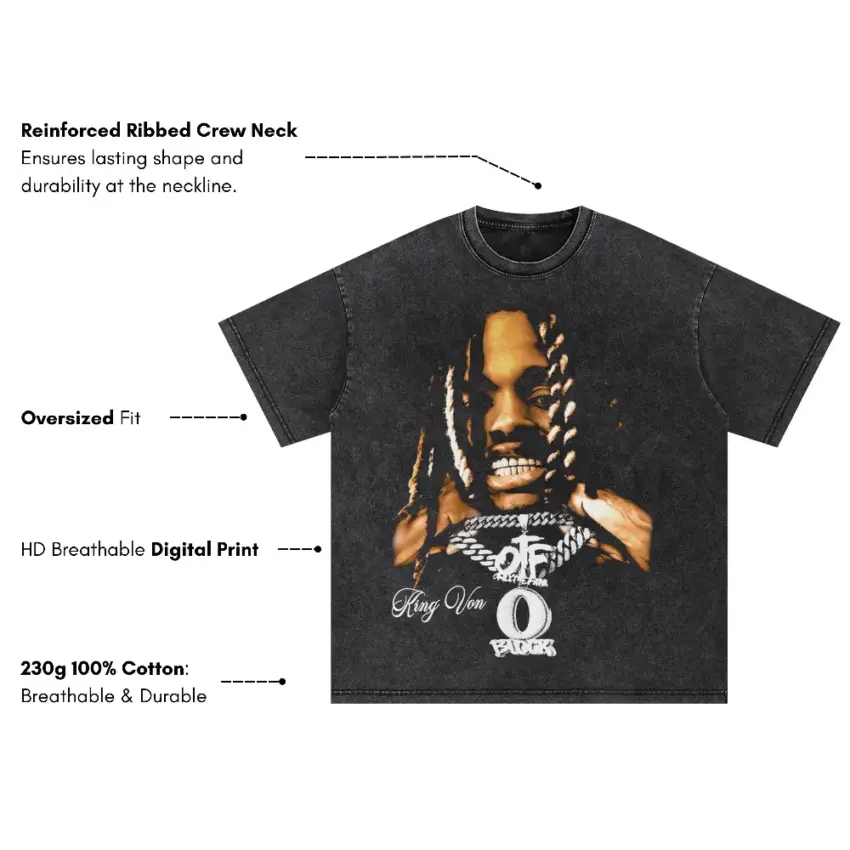Key Glock Play For Keeps Oversized Acid Wash T-shirt - Image 5