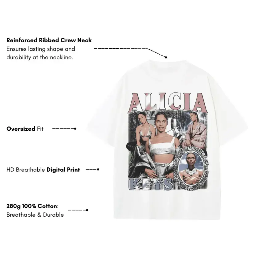 Keys To The Soul Heavyweight Oversized White Graphic Tee - Image 4