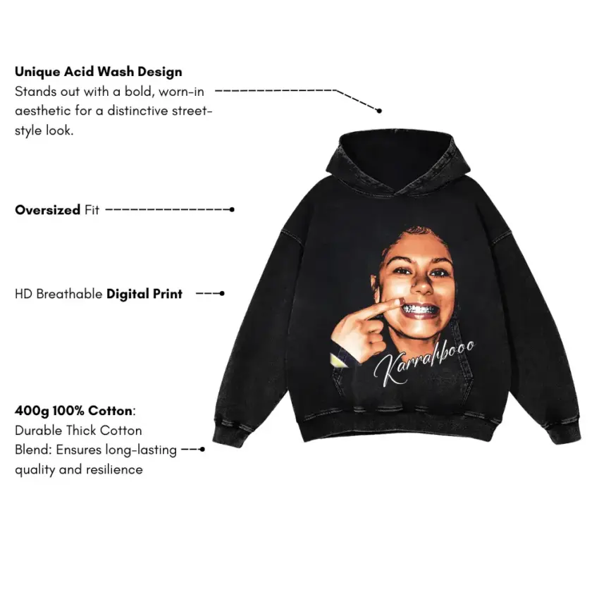 Killa Kerry Aicd Wash Oversized Hoodie - Image 5