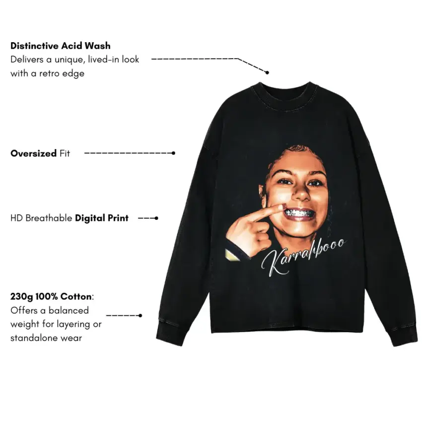 Killa Kerry Aicd Wash Oversized Long Sleeve Shirt - Image 5