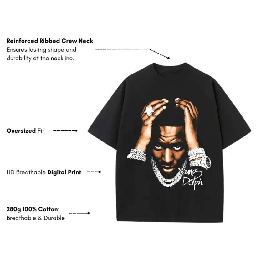King Of Memphis Heavyweight Oversized Black Graphic Tee - Image 5