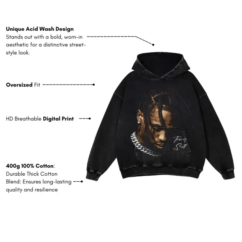 La Flame Aicd Wash Oversized Hoodie - Image 5