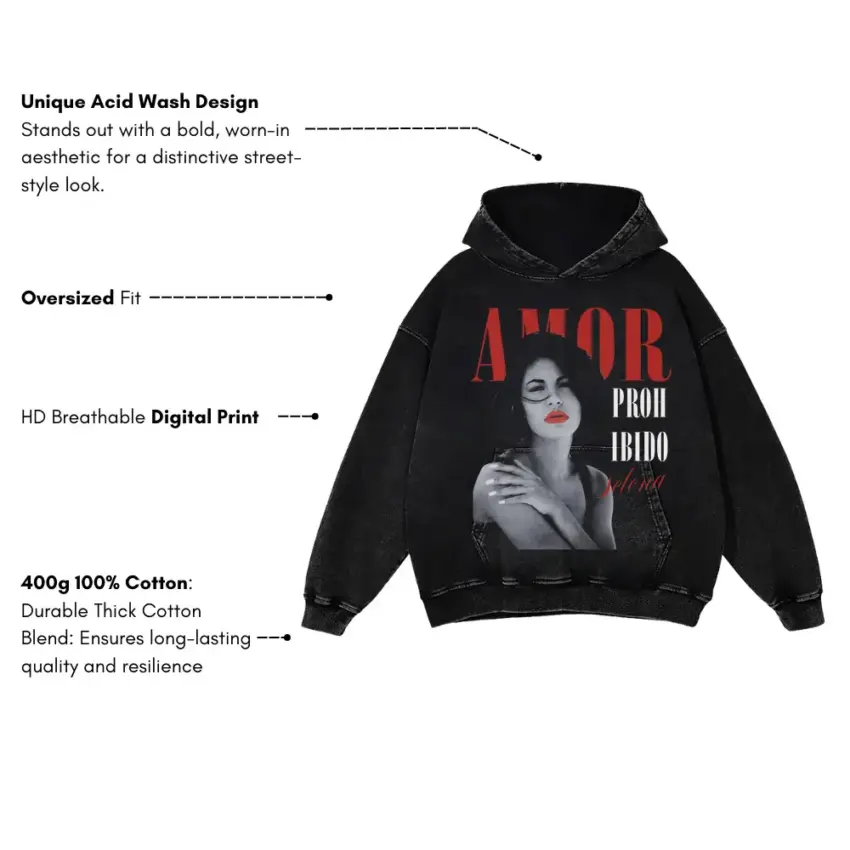 Lana Del Rey Red Rose Aicd Wash Oversized Hoodie - Image 5