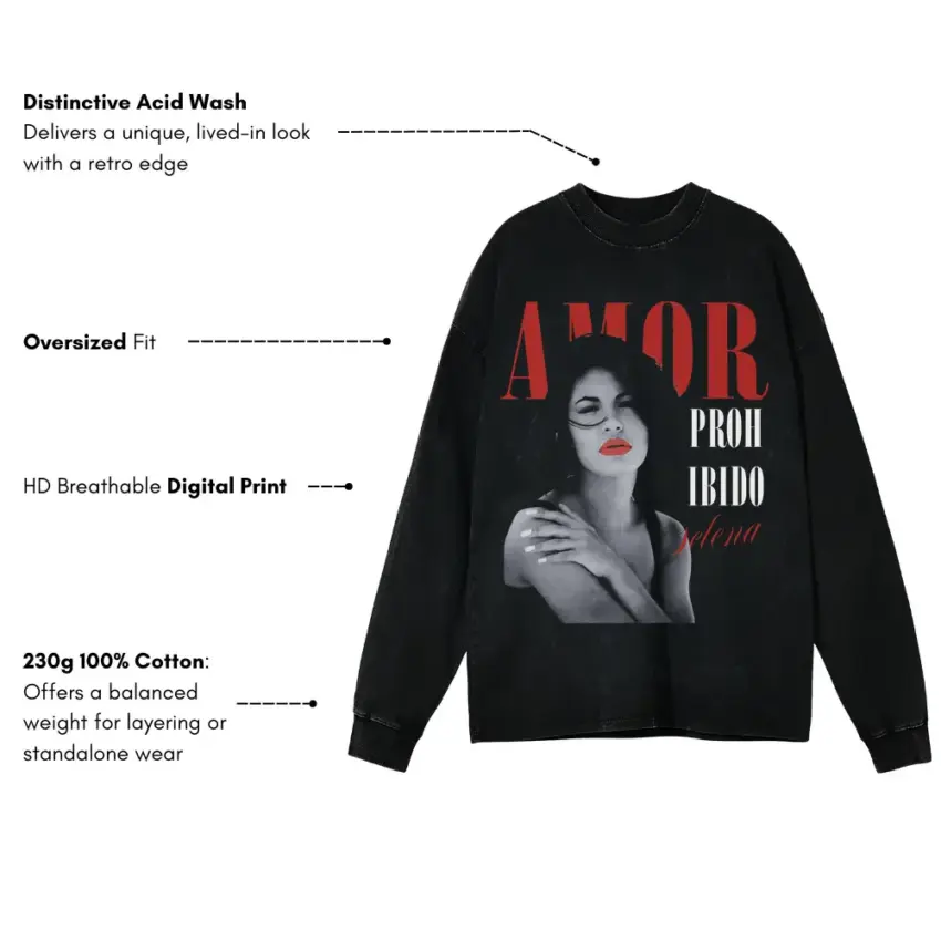 Lana Del Rey Red Rose Aicd Wash Oversized Long Sleeve Shirt - Image 5