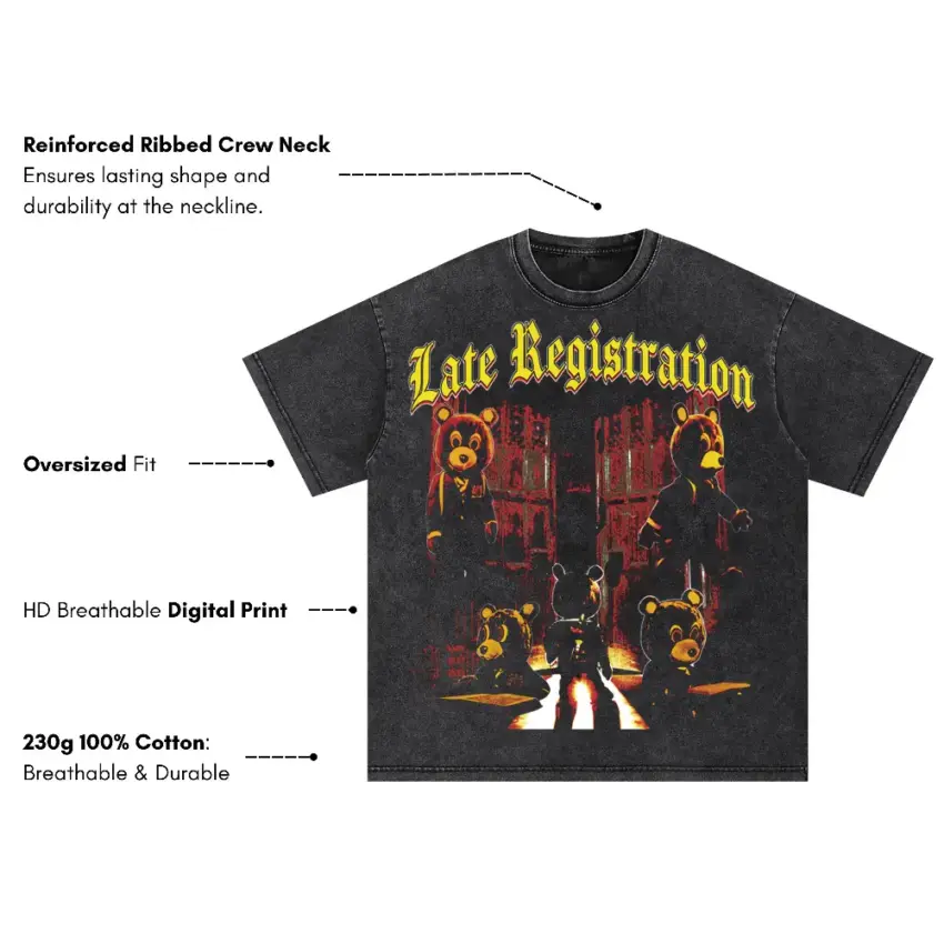 Late Registration Oversized Acid Wash T-shirt - Image 5