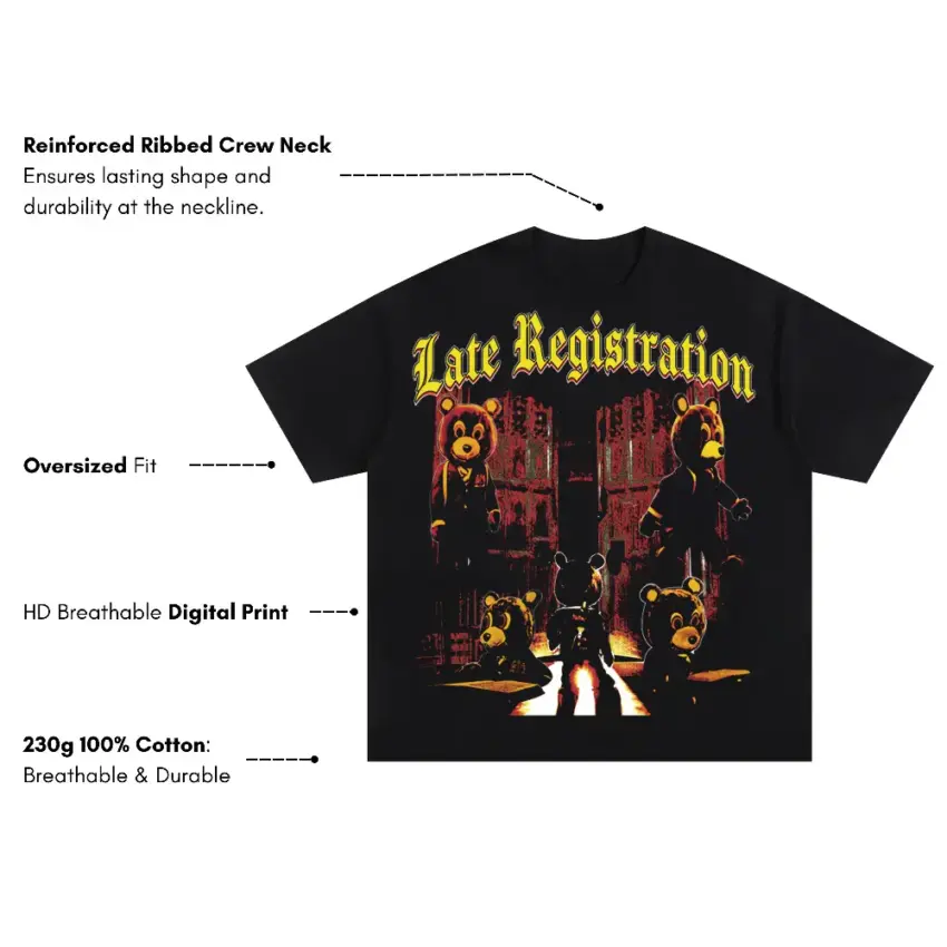 Late Registration Oversized Black Graphic Tee - Image 5