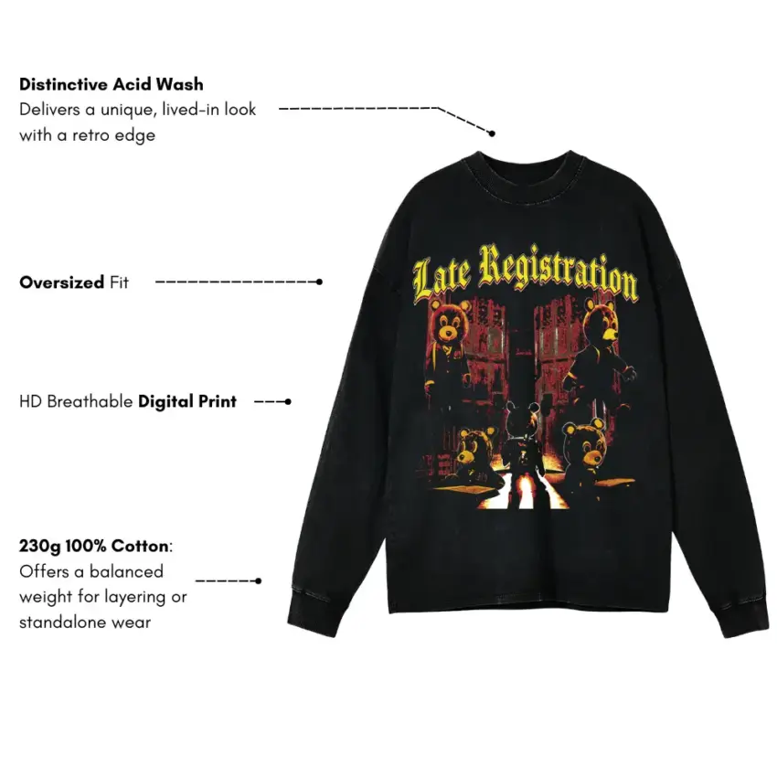 Late Registration Aicd Wash Oversized Long Sleeve Shirt - Image 5