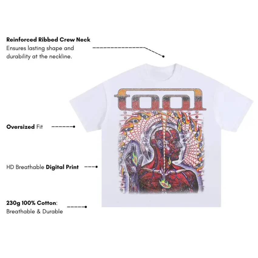 Lateralus Anatomy Oversized White Graphic Tee - Image 5