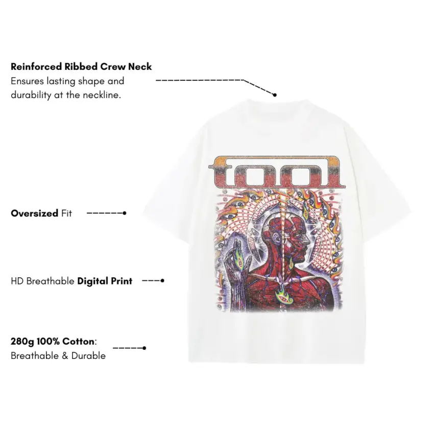 Lateralus Anatomy Heavyweight Oversized White Graphic Tee - Image 5