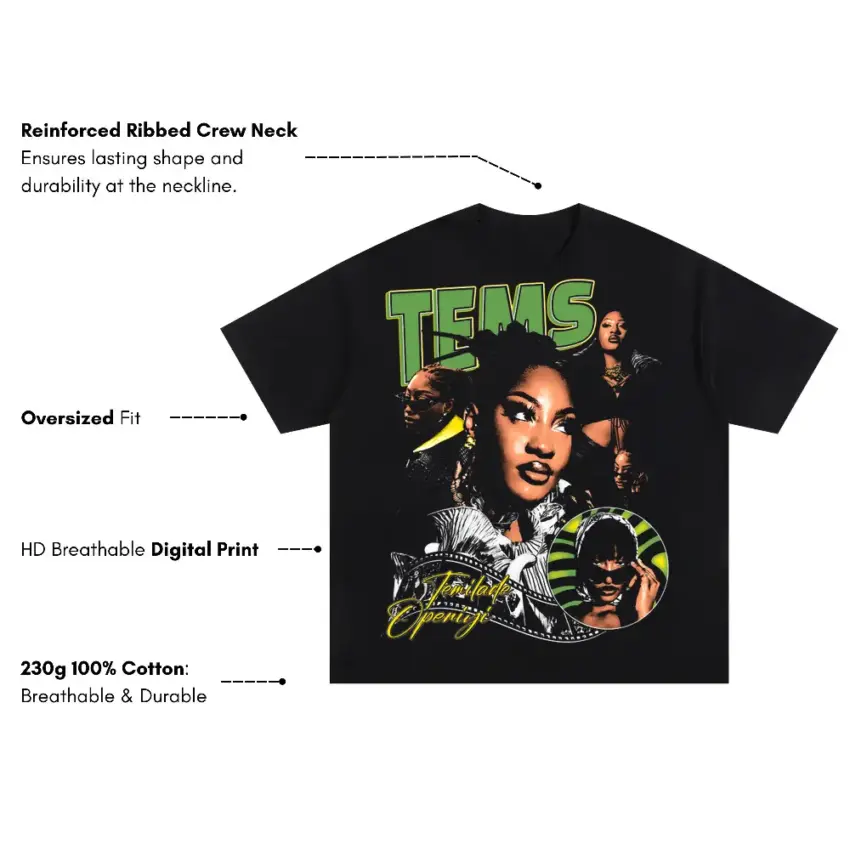 Leading Vibe Oversized Black Graphic Tee - Image 5