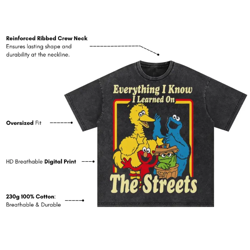Learned On The Streets Oversized Acid Wash T-shirt - Image 5