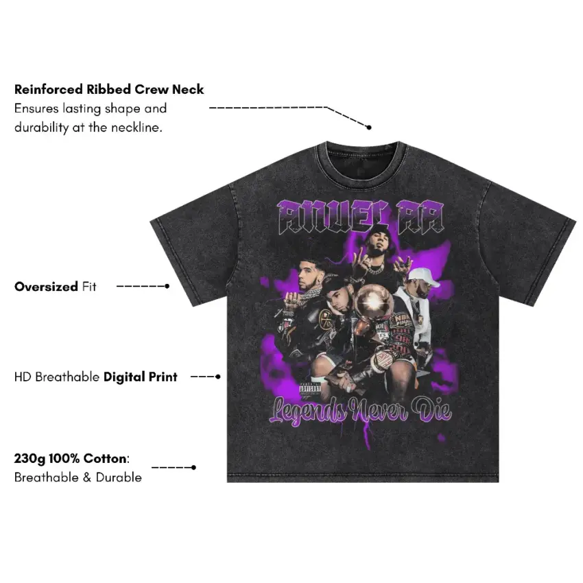 Legends Never Die2 Oversized Acid Wash T-shirt - Image 5