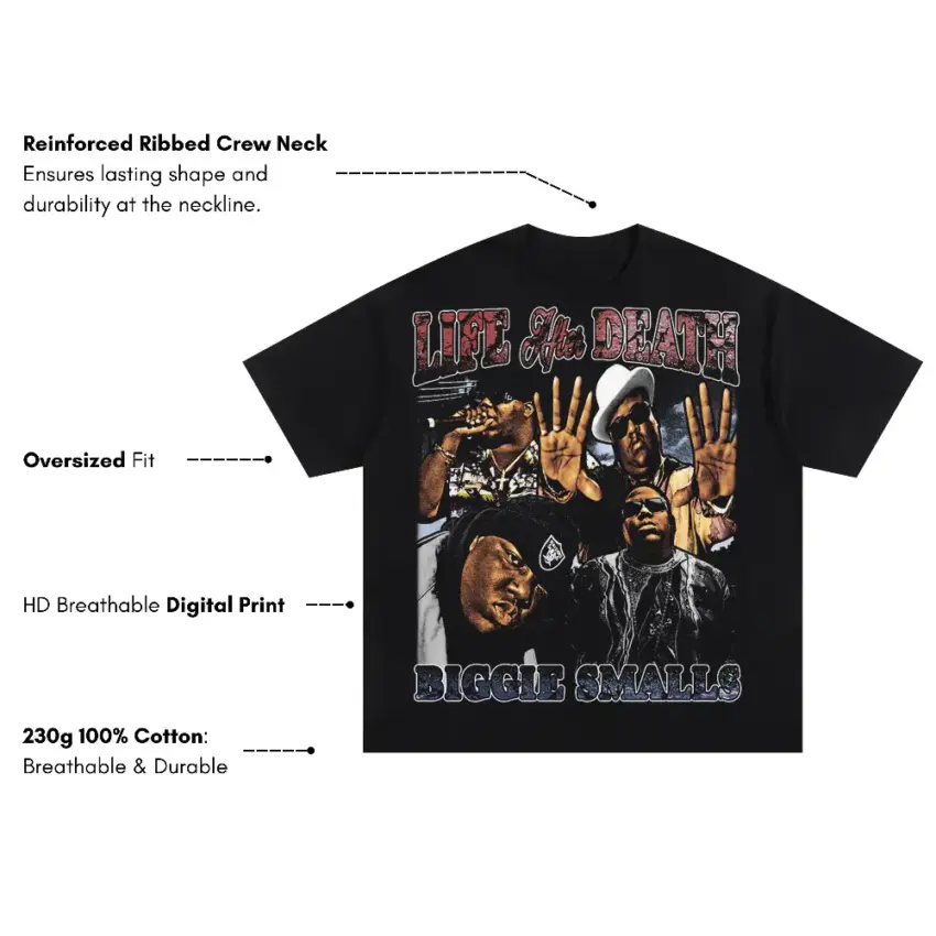 Life After Death Legacy Oversized Black Graphic Tee - Image 5