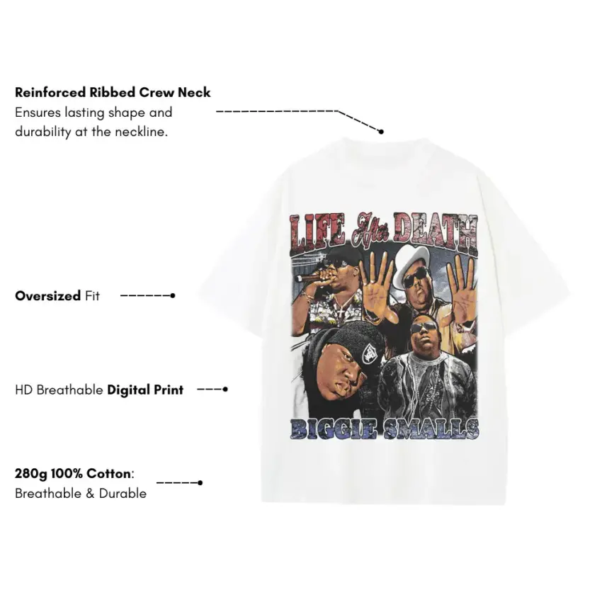 Life After Death Heavyweight Oversized White Graphic Tee - Image 5