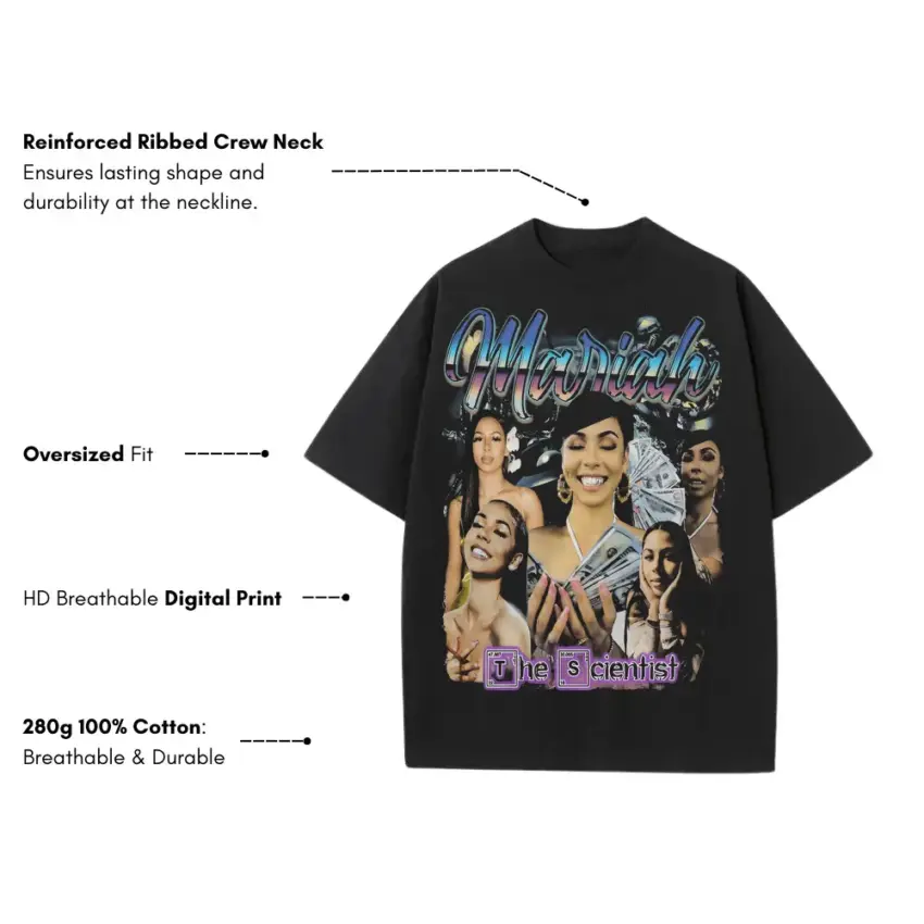 Life Of A Famous Family Heavyweight Oversized Black Graphic Tee - Image 5