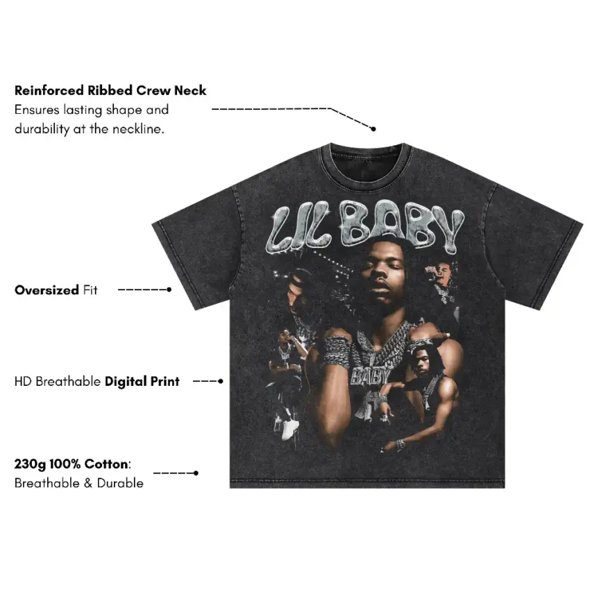 Lil Baby The Hero Oversized Acid Wash T-shirt - Image 5