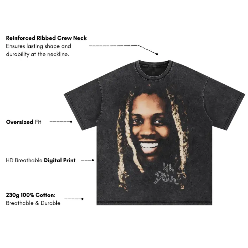 Lil Durk The Voice Of The Streets Oversized Acid Wash T-shirt - Image 5