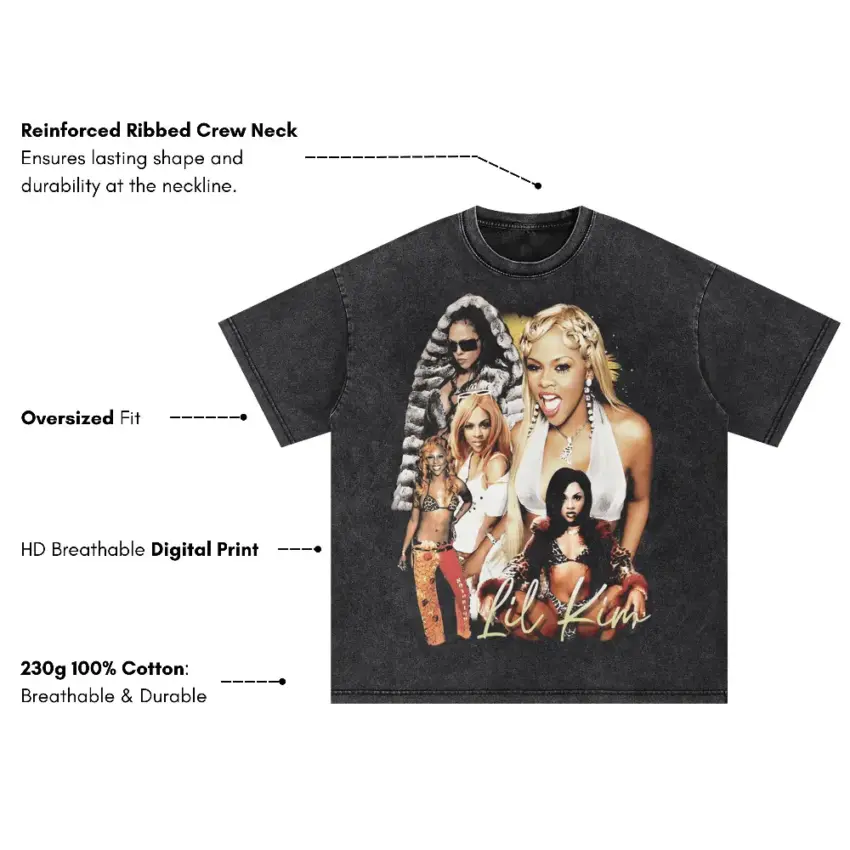 Lil Kim Notorious KIM Oversized Acid Wash T-shirt - Image 5