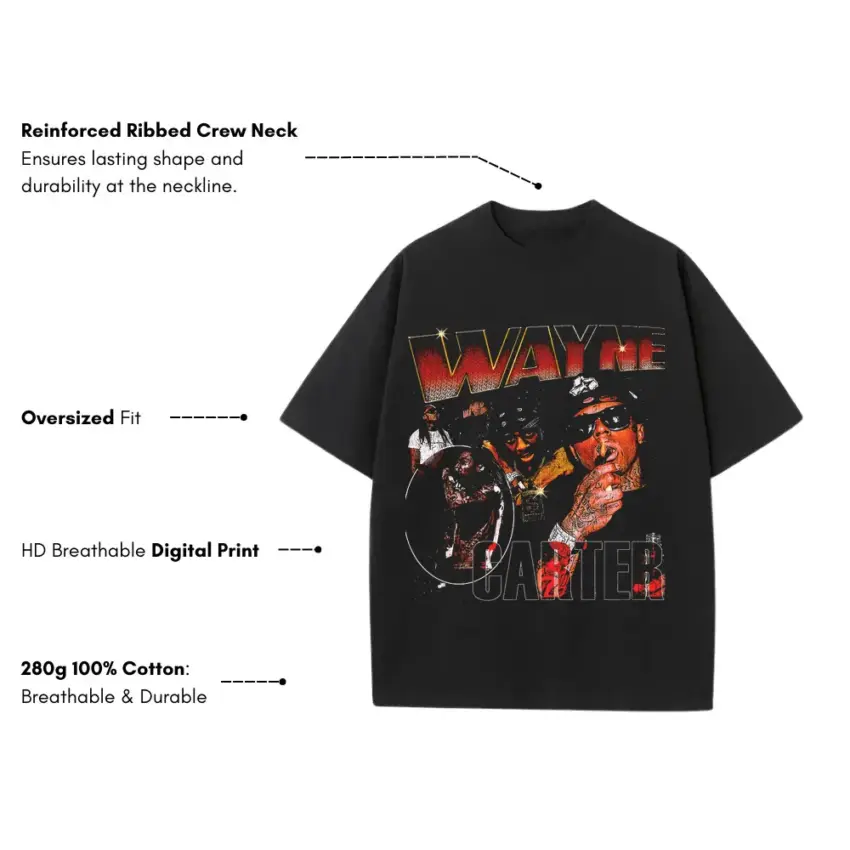 Lil Wayne Tha Carter Heavyweight Oversized Black Graphic Tee - Image 5